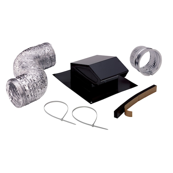 Almo 4in. Flexible Aluminum and Galvanized Steel Roof Vent Kit Black, 8ft Duct, 4.4in Height, 11in Width RVK1A - main